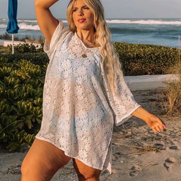 Tops - White - 2X - Oversized Bridal Top/ Swimsuit coverup